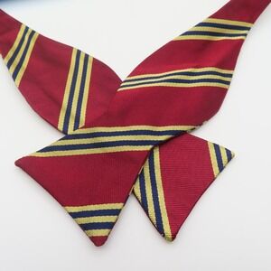 Brooks Brothers Bow Tie Red Blue Yellow Striped Repp 2.5" Wide Silk USA Makers